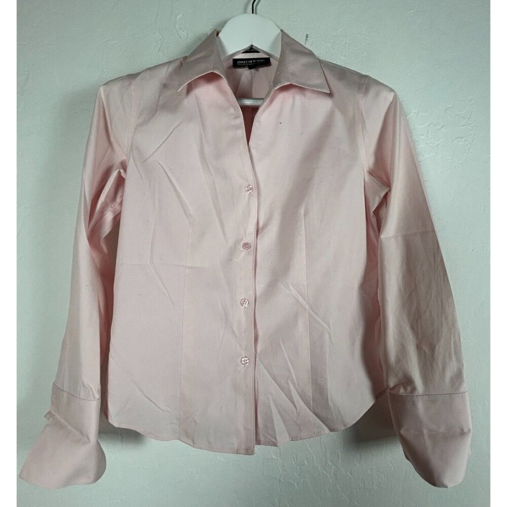 Jones New York Women's Button Down Shirt Top Long Sleeve Cotton Pink Petite 6P